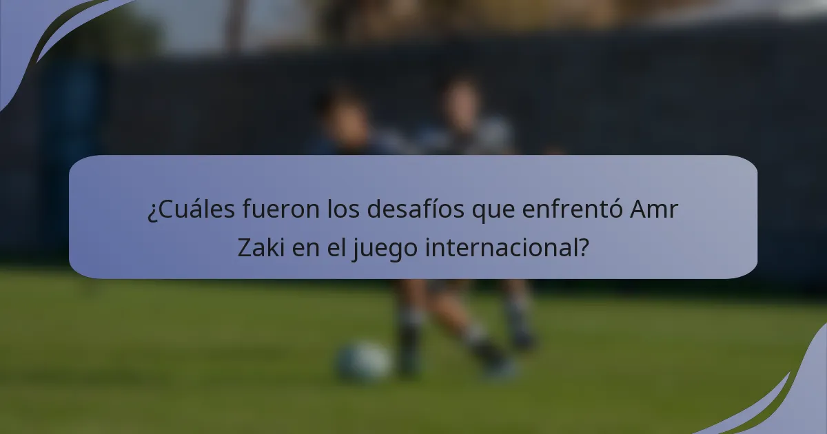 ¿Cuáles fueron los desafíos que enfrentó Amr Zaki en el juego internacional?